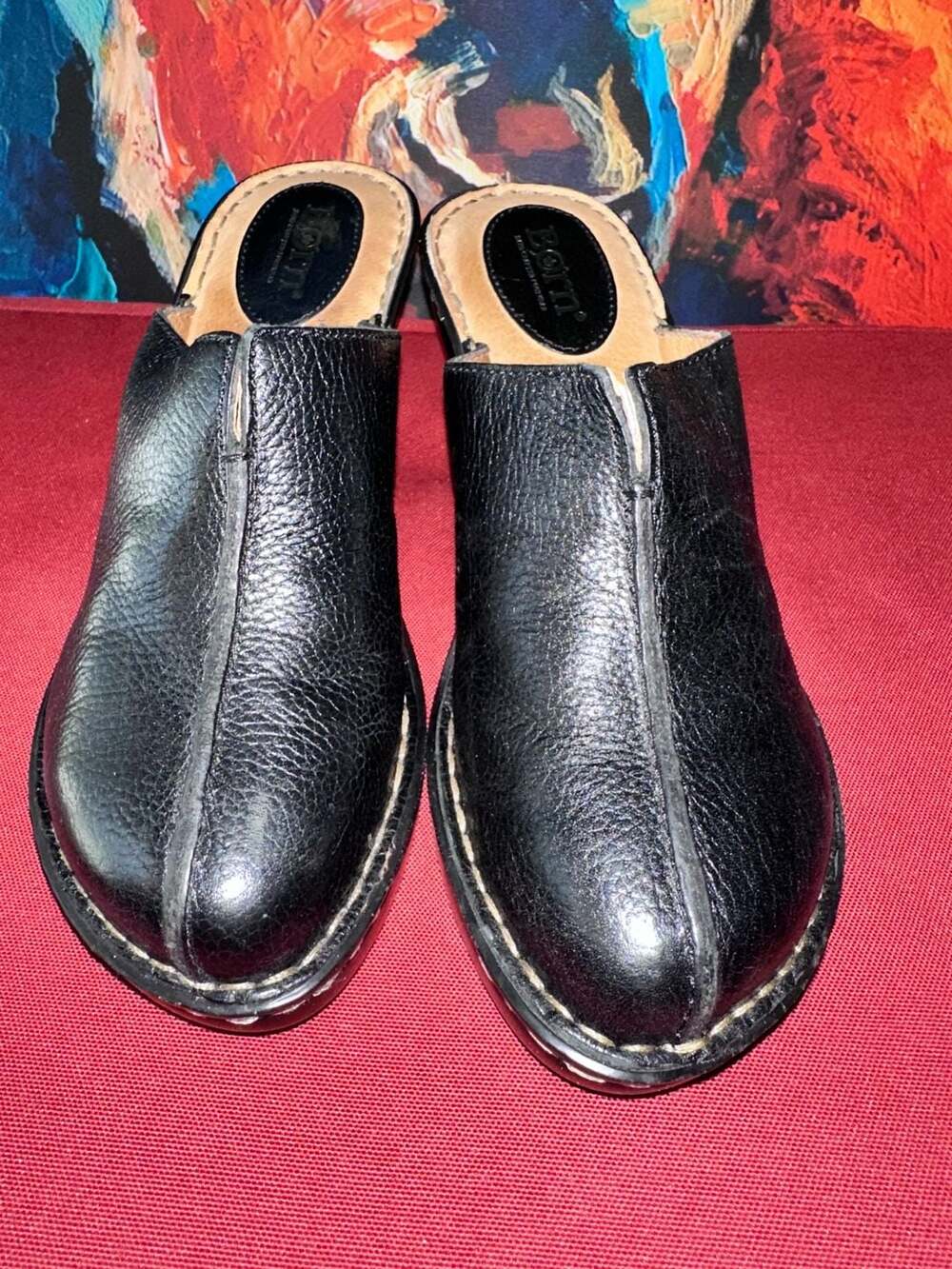 No.13 Born Black Leather Clog Mules